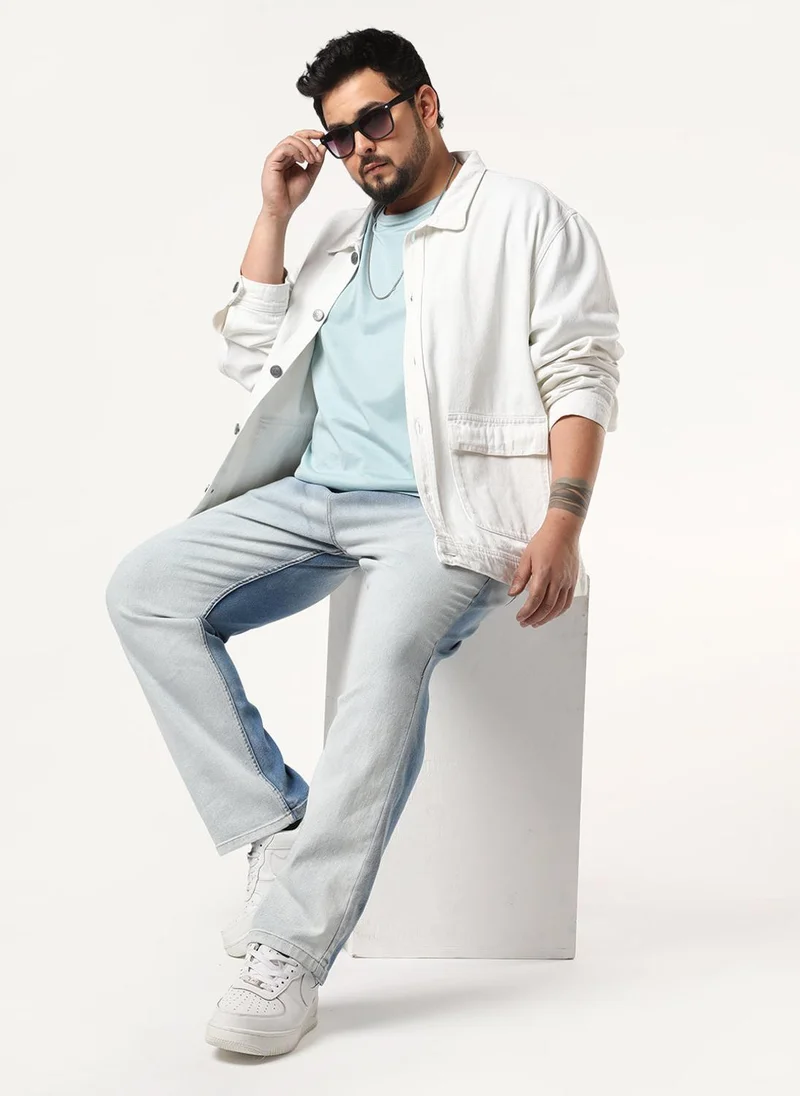 Urbano Fashion  Urbano Plus Men's Ice Grey Straight Fit Heavy Washed Faded Denim Jeans Stretchable for Men | Best Price UAE